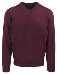 Męski, Bawełniany Sweter w Serek (V-neck) - Adriano Guinari - Bordo, Melanż. Czerwone kardigany męskie Adriano Guinari, l, bez wzorów, z bawełny, bez ramiączek. Za 169.00 zł.