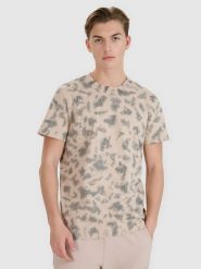4F T-shirt oversize z nadrukiem męski - beżowy XL. Brązowe t-shirty męskie 4f, m, bez wzorów, z bawełny, bez kołnierzyka, bez ramiączek. W wyprzedaży za 39.99 zł.