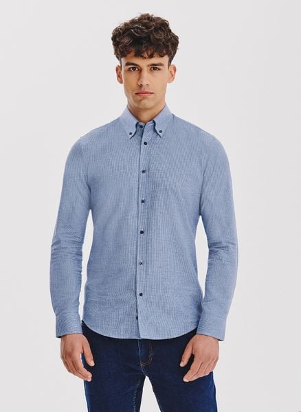 PAKO LORENTE – Granatowa koszula w pepitkę. Koszule męskie Pako Lorente, m, bez wzorów, z bawełny, bez kołnierzyka, bez ramiączek. Za 199.99 zł.