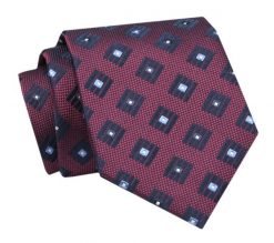 Krawat - ALTIES - Bordowy, Figury Geometryczne. Czerwone krawaty i muchy męskie Alties, bez wzorów, z tkaniny, eleganckie. Za 49.00 zł.