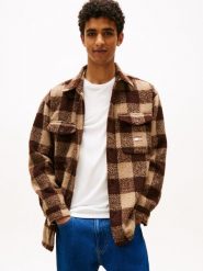 Tommy Jeans Bluza męska Mężczyźni Regular Fit Sztuczne włókno brązowy w kratkę, S. Brązowe bluzy nierozpinane męskie Tommy Jeans, m, bez wzorów, z jeansu, bez ramiączek, bez kaptura. Za 559.95 zł.