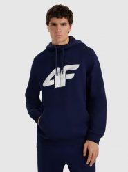 4F Bluza dresowa nierozpinana z kapturem męska - granatowa 3XL. Niebieskie bluzy z kapturem męskie 4f, m, bez wzorów, z bawełny, z kapturem. Za 159.99 zł.
