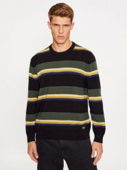 Vans Bluza Tacuba Stripe Crew Sweater VN000F50CM31 Czarny Regular Fit. Czarne bluzy nierozpinane męskie Vans, l, bez wzorów, z bawełny, bez ramiączek, bez kaptura. Za 179.99 zł.