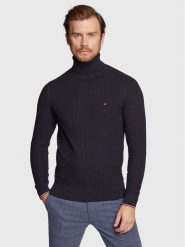 Tommy Hilfiger Golf Exaggerated Structure MW0MW29109 Granatowy Regular Fit. Niebieskie swetry męskie Tommy Hilfiger, bez wzorów, z bawełny, bez kołnierzyka, bez ramiączek. Za 579.99 zł.