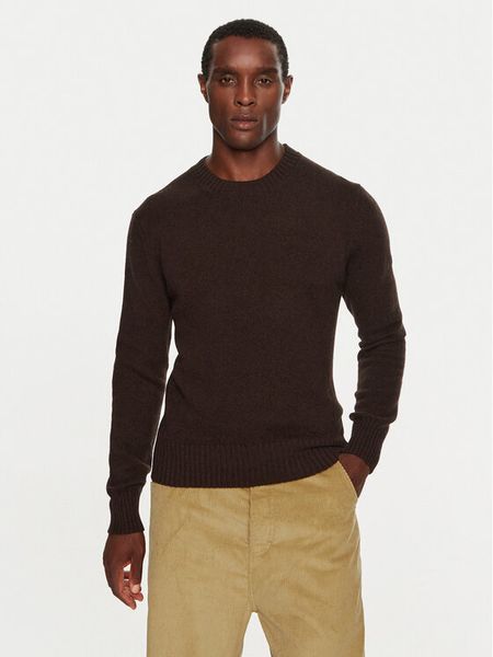 AMI Paris Sweter HKS057005 Brązowy Regular Fit. Brązowe kardigany męskie AMI PARIS, bez wzorów, z kaszmiru, bez kołnierzyka, bez ramiączek. Za 1,269.00 zł.