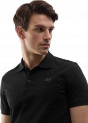 KOSZULKA 4F POLÓWKA POLO MĘSKA KOSZULKA Z KOŁNIERZYKIEM CZARNA TSM367 r. XL. Czarne koszulki polo męskie 4f, m, bez wzorów, bez kołnierzyka, bez ramiączek. Za 53.99 zł.