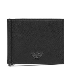 Portfel Emporio Armani. Czarne portfele męskie Emporio Armani, bez wzorów. Za 399.99 zł.
