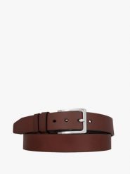 Ciemnobrązowy pasek ze skóry licowej. Brązowe paski męskie Ryłko, bez wzorów, z denimu, klasyczne. Za 129.99 zł.