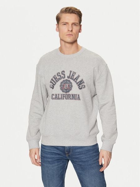 Guess Jeans Bluza M5RQ40 KCPR1 Szary Regular Fit. Szare bluzy nierozpinane męskie Guess Jeans, m, z aplikacjami, z bawełny, bez ramiączek, bez kaptura. Za 179.99 zł.