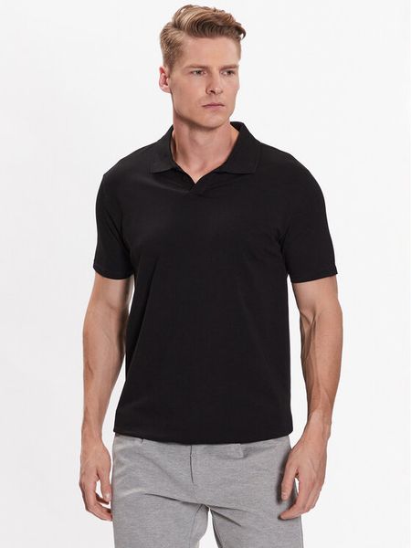 Lindbergh Polo 30-404036 Czarny Slim Fit. Czarne koszulki polo męskie Lindbergh, m, bez wzorów, z bawełny, bez kołnierzyka, bez ramiączek. Za 89.99 zł.