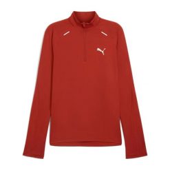 Bluza do biegania męska PUMA Run Cloudspun 1/4 Zip. Czerwone bluzy nierozpinane męskie Puma, m, bez wzorów, sportowe, bez ramiączek, bez kaptura. Za 199.99 zł.
