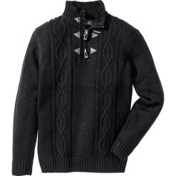 Sweter w warkocze Regular Fit bonprix czarny. Swetry męskie marki bonprix. Za 79.99 zł.