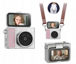 Aparat cyfrowy Xrec Mini Aparat Kamera Retro Video 2k Wisiorek Breloczek Obrotowy Ekran / Xrec X7 / Różowo - Szary. Aparaty kompaktowe Xrec. Za 149.99 zł.