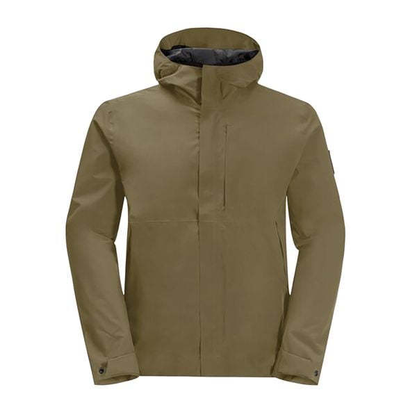 Kurtka przeciwdeszczowa męska Jack Wolfskin Mainkai. Brązowe kurtki męskie Jack Wolfskin, m, bez wzorów, sportowe, bez ramiączek, bez kaptura. Za 389.99 zł.