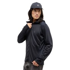 Kurtka z kapturem Haglöfs L.I.M Mid Multi II. Czarne kurtki męskie Haglöfs, l, bez wzorów, sportowe, bez ramiączek, z kapturem. W wyprzedaży za 488.45 zł.