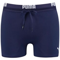 Spodenki kąpielowe męskie Puma Swim Men Logo Swim Trunk. Niebieskie kąpielówki męskie Puma, bez wzorów, sportowe. Za 121.99 zł.