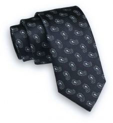 Ciemny Granatowy Krawat -Angelo di Monti- 6 cm, Męski, w Drobny Wzór Paisley, Łezki. Niebieskie krawaty i muchy męskie Angelo di Monti, bez wzorów, eleganckie. Za 45.00 zł.