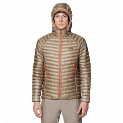 Kurtka z kapturem Mountain Hardwear Ghost Whisperer™. Brązowe kurtki męskie MOUNTAIN HARDWEAR, bez wzorów, z puchu, sportowe, bez ramiączek, z kapturem. Za 1,649.00 zł.