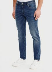 PAKO LORENTE - Granatowe jeansowe spodnie męskie. Spodnie na co dzień męskie Pako Lorente, bez wzorów, z bawełny, casualowe. Za 399.99 zł.