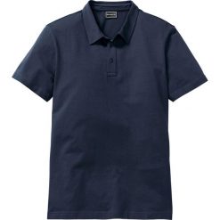 Shirt polo ze stretchem Slim Fit bonprix ciemnoniebieski. Niebieskie koszulki polo męskie bonprix, m, bez wzorów, bez kołnierzyka, bez ramiączek. Za 37.99 zł.