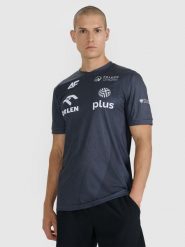 4F Koszulka treningowa replika męska 4F x Polska Siatkówka - szara M. Czarne t-shirty sportowe męskie 4f, m, bez wzorów, z dzianiny, klasyczne, bez ramiączek. Za 199.99 zł.