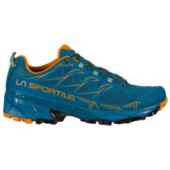 Buty do biegania męskie La Sportiva La Akyra. Niebieskie buty do biegania męskie La Sportiva, bez wzorów, z materiału, bez zapięcia, do biegania. Za 905.00 zł.