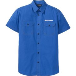 Koszula z krótkim rękawem z odblaskowymi elementami Slim Fit bonprix lazurowy niebieski. Koszule męskie bonprix. Za 49.99 zł.