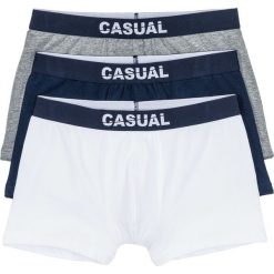 Bokserki (3 pary) bonprix biały + ciemnoniebieski + szary melanż. Bokserki męskie marki Reserved. Za 38.97 zł.