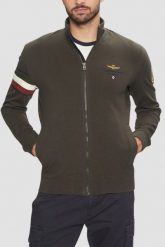 AERONAUTICA MILITARE Szarozielona bluza męska With Tricolor Insert. Zielone bluzy nierozpinane męskie Aeronautica Militare, l, bez wzorów, bez ramiączek, bez kaptura. W wyprzedaży za 499.99 zł.