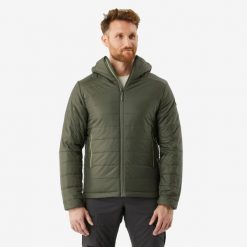 Kurtka trekkingowa męska zimowa Forclaz MT100 kaptur - 5°C. Zielone kurtki męskie FORCLAZ, na zimę, l, bez wzorów, z materiału, sportowe, bez ramiączek, bez kaptura. W wyprzedaży za 119.99 zł.