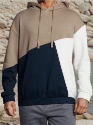 Bluza hoodie color-block - brązowy. Brązowe bluzy nierozpinane męskie Sinsay, l, bez wzorów, bez ramiączek, bez kaptura. Za 59.99 zł.