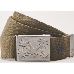 Pasek parciany z ozdobną klamrą - Khaki. Brązowe paski męskie House, w paski. Za 35.99 zł.