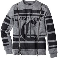 Bluza dresowa Slim Fit bonprix szary melanż z nadrukiem. Bluzy nierozpinane męskie marki bonprix. Za 44.99 zł.