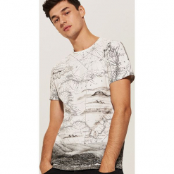 T-shirt z nadrukiem all over - Kremowy. Białe t-shirty męskie House, z nadrukiem. Za 49.99 zł.