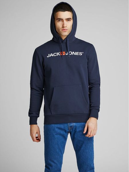Jack & Jones Bluza Corp Old Logo 12137054 Granatowy Regular Fit. Niebieskie bluzy nierozpinane męskie Jack & Jones, m, bez wzorów, z bawełny, bez ramiączek, bez kaptura. Za 89.99 zł.
