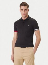 Tommy Hilfiger Polo MW0MW42743 Czarny Slim Fit. Czarne koszulki polo męskie Tommy Hilfiger, m, bez wzorów, z bawełny, bez kołnierzyka, bez ramiączek. Za 449.99 zł.