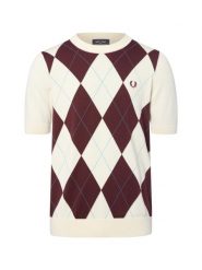 Fred Perry Męska koszula z dzianiny Mężczyźni drobna dzianina czerwony|biały w kratkę, XL. Białe koszule męskie Fred Perry, m, bez wzorów, z bawełny, bez kołnierzyka, bez ramiączek. Za 799.95 zł.