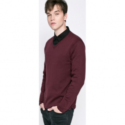 Jack & Jones - Sweter. Brązowe swetry męskie Jack & Jones, z bawełny, z krótkim rękawem. W wyprzedaży za 49.90 zł.