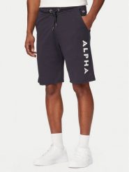 Alpha Industries Szorty sportowe Jersey 116366 Granatowy Regular Fit. Niebieskie szorty sportowe męskie Alpha Industries, bez wzorów, z bawełny, sportowe. Za 169.99 zł.