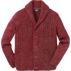 Sweter rozpinany w warkocze Regular Fit bonprix czerwonobrązowo-brązowy melanż. Kardigany męskie marki bonprix. Za 44.99 zł.