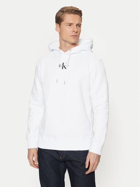 Calvin Klein Jeans Bluza J30J323749 Biały Regular Fit. Białe bluzy nierozpinane męskie Calvin Klein Jeans, m, bez wzorów, z bawełny, bez ramiączek, bez kaptura. Za 379.99 zł.