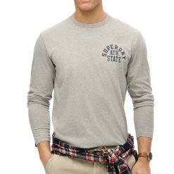 Koszulka z długim rękawem Superdry Athletic Essentials. Szare koszulki męskie z długim rękawem Superdry., m, bez wzorów, bez kołnierzyka, bez ramiączek. Za 142.85 zł.