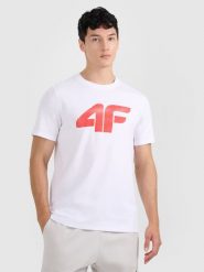 4F T-shirt regular z nadrukiem męski - biały XXL. Białe t-shirty męskie 4f, m, bez wzorów, bez kołnierzyka, bez ramiączek. Za 59.99 zł.