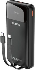 Powerbank Dudao K15Pro 20000mAh 22.5W PD USB-C / USB-A / wbudowane kable Lightning, USB-C czarny. Czarne powerbanki Dudao. Za 71.64 zł.