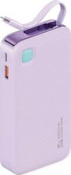 Powerbank Usams USAMS Powerbank ze zwijanym kablem Retractable Lightning 10000 mAh PD 20W Fast Charge XY Series fioletowy/purple 10KCD22503 (US-CD225). Fioletowe powerbanki Usams. Za 99.16 zł.