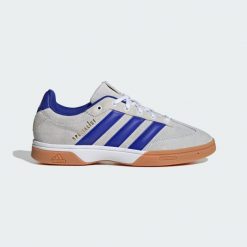 Buty Spezialist Indoor. Białe buty do biegania męskie ADIDAS, bez wzorów, bez zapięcia, do biegania. Za 399.00 zł.