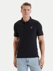 Guess Polo F6GP03 K9WF1 Czarny Slim Fit. Czarne koszulki polo męskie Guess, l, z aplikacjami, z bawełny, bez kołnierzyka, bez ramiączek. Za 282.99 zł.
