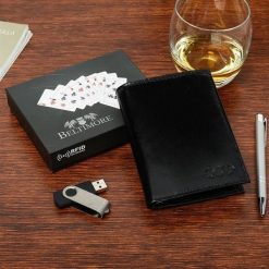 Zestaw męski skórzany premium Beltimore portfel pasek T99. Czarne paski męskie bez wzorów. Za 109.90 zł.