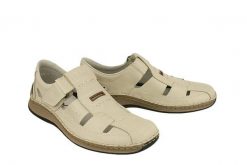 RIEKER 05284-60 beige, półbuty letnie męskie. Brązowe eleganckie półbuty męskie Rieker, ze skóry, bez obcasa, bez zapięcia. Za 379.90 zł.