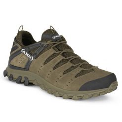 Półbuty trekkingowe Aku Alterra Lite GTX Camo Green/Black nieprzemakalne. Zielone buty trekkingowe męskie Aku, bez wzorów, sportowe, bez obcasa, bez zapięcia. W wyprzedaży za 689.00 zł.